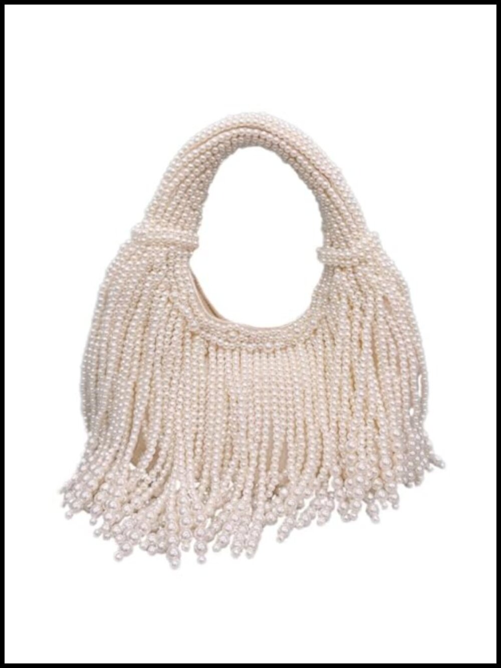 Pearl Beaded Clutch Purse Luxury Crescent Tassel Evening Handbag Wedding Party